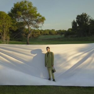 tailleur vert en lin – collection forêt amazonique